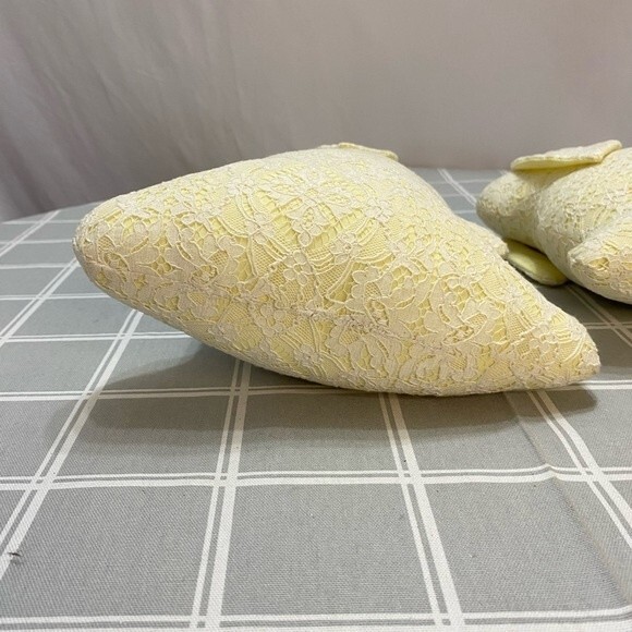 OOAK Vintage Handmade Easter Spring Bunny Rabbit Yellow White Lace Stuffed Plush - Picture 6 of 10